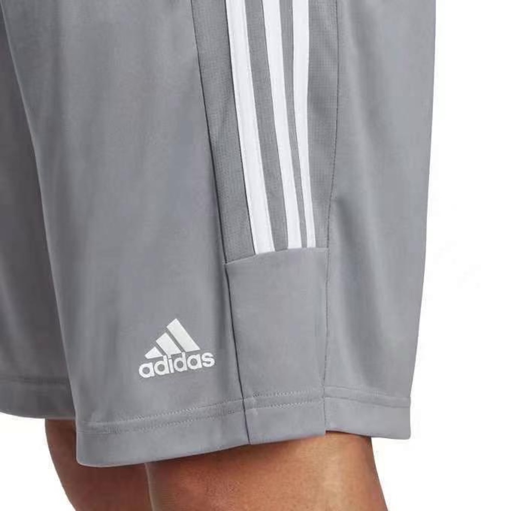 ADIDAS Mens 3S PES Shorts gray White Stripes Basketball Zipper Pocket SZ M - Picture 4 of 11